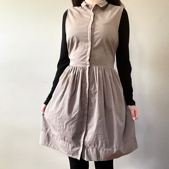 Elizabeth Klein beyond vintage Anthropologie beige tie waist dress - Picture 5 of 5